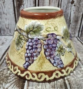 Tuscan Style Large Candle Jar Shade Grapes Vines Candle Topper 7" x 5"